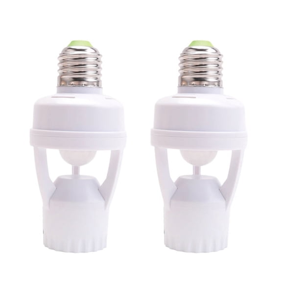 2PCS AC110-220V 360Degree Pir Induction Motion Sensor IR Infrared Human E27 Plug Socket Switch Base Led Bulb Lamp Holder,2 * Infrared motion sensor holder,White