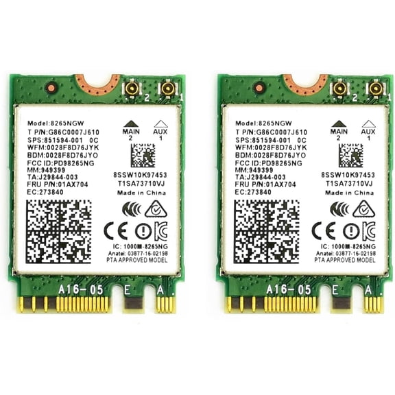 2PCS AC8265 Wireless NIC Module for Jetson Nano Supports 2.4GHz / 5GHz Dual Band WiFi and Bluetoth 4.2