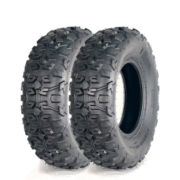 2PCS AT25x8-12 ATV UTV Tires All Terrain Heavy Duty 6-PR, 12mm Tread. Tubeless for Trail, Sand & Off-Road.