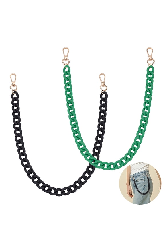 2PCS Acrlic Purse Straps Replacement Bag Charm Chains with Alloy Buckle Purse Extender Chain