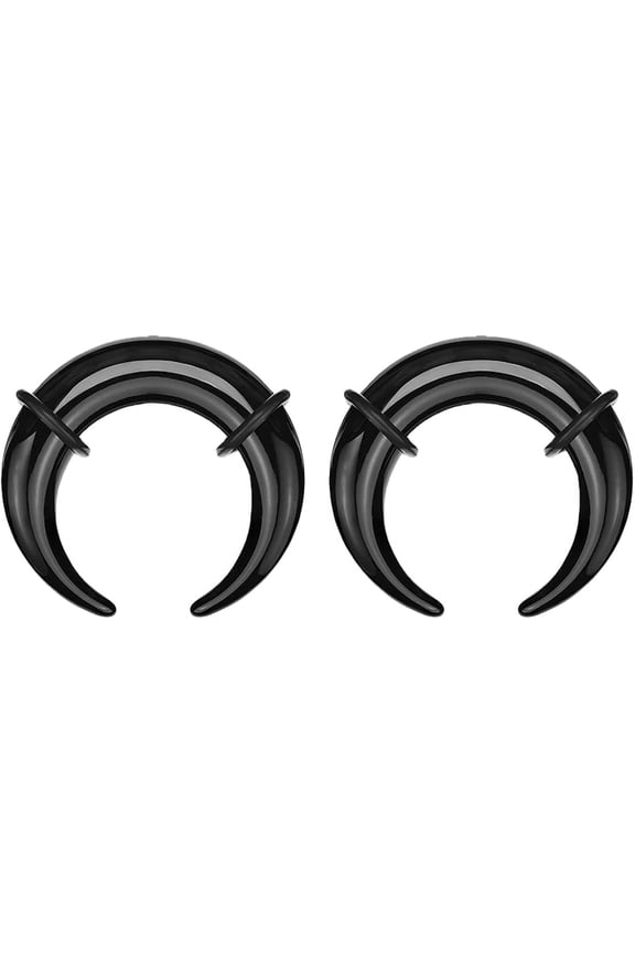 2PCS Acrylic Black Crescen Pincher Tapers Septum Rings 10G Ear Lobe Expander Stretcher Nose Piercing Kit 2.4mm