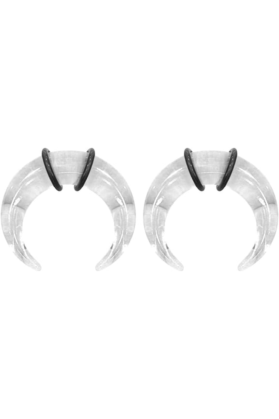 2PCS Acrylic Clear Pincher Septum Rings 0G Transparent Buffalo Horseshoes Ring Taper Kit Ear Piercing Jewelry 8mm