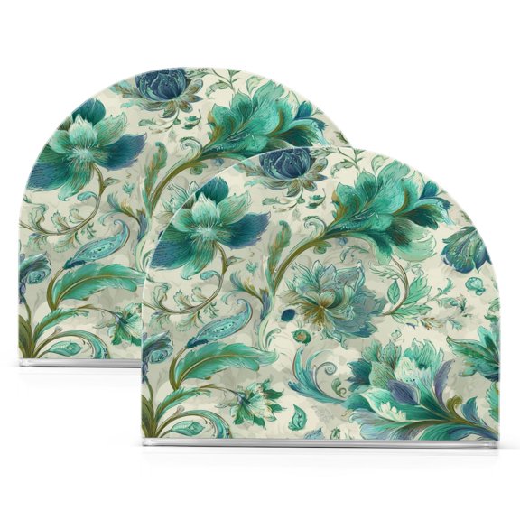 2PCS Acrylic Napkin Holder Holds 50-60 Napkins for Tables Kitchen Decorative Paper Tissue Organization Intricate Stylized Floral Patterns