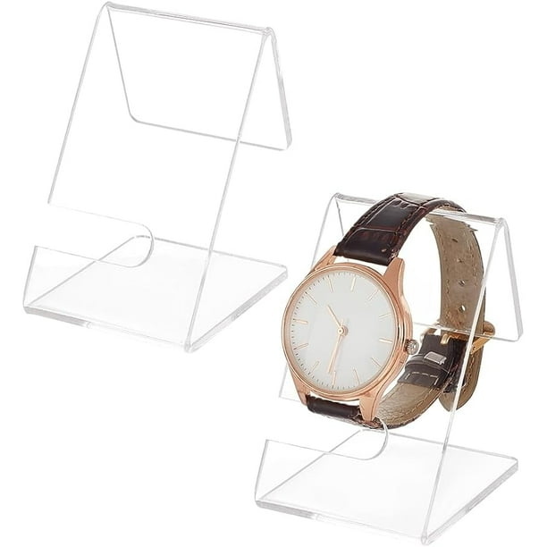 2PCS Acrylic Watch Display Stands Clear Watch Holder Organizer Jewelry Watch Rack Single Watch Display Holder Showcase for Bracelet Watch Display Home
