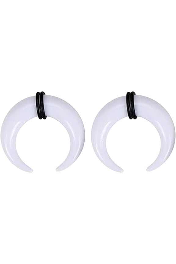 2PCS Acrylic White Pincher Septum Nose Rings 0G Crescen Horseshoes Taper Kit Septum Ear Gauges Lobe Piercing Kit 8mm