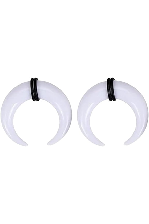 2PCS Acrylic White Pincher Tapers Septum Rings 12G Stretcher Expander Black O Rings C Shaped Nose Ear Gauges Tapper 2mm