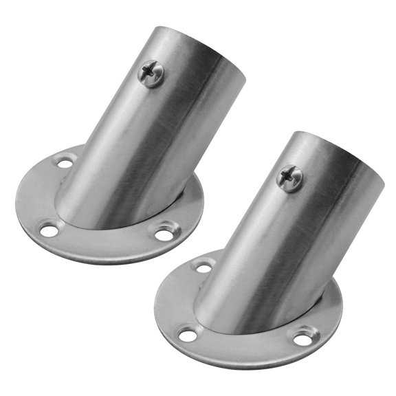 2PCS Adjustable Closet Rod Bracket Support Holder Stainless Steel Flange