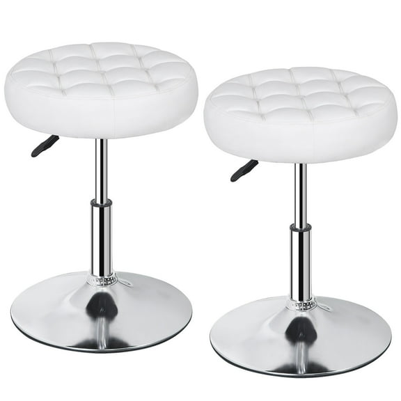 2PCS Adjustable Height Makeup Ottoman Stool with Ultra-Thick Seat Cushion Swivel