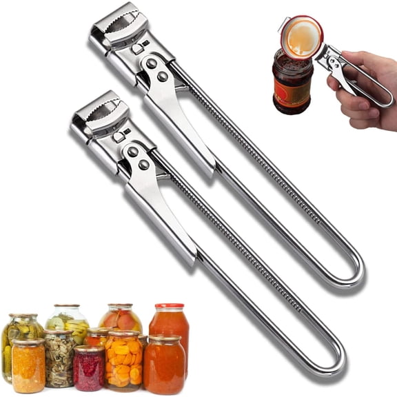2PCS Adjustable Multifunctional Stainless Steel Can Opener, 2023 New Kitchen Tool Can Opener Stainless Steel Adjustable Jar Openers Manual Spiral Seal Lid Remover Twist Off Screw Bottle Opener (2PCS)