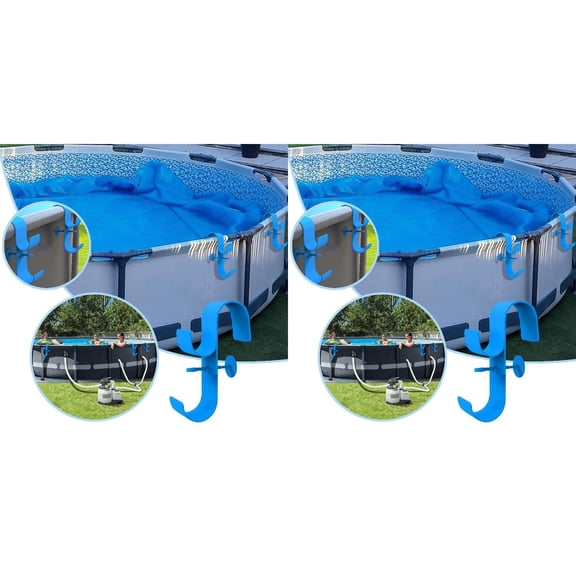 2PCS Adjustable Pool Equipment Hanger - Wall Mount Organizer for Skimmer Nets, Leaf Rakes, Pool Brushes & Vacuum Hoses - Durable Holder for Above Ground Pool Telescopic Poles & Accessories