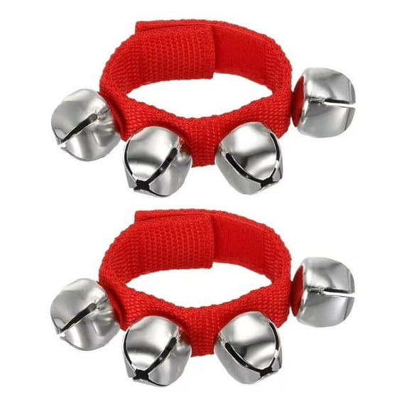 2PCS Adjustable Wrist Ankle Bells 8.7in Jingle Bracelet - Metal Percussion Instrument for Christmas Party Music Dance (Red)