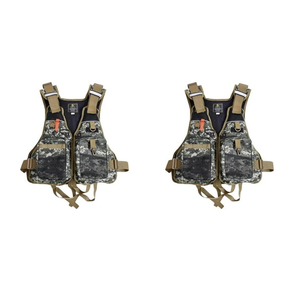 2PCS Adult Fishing Life Jacket Vest - Comfortable Adjustable for Kayaking, Boating & Water Sports, Lightweight Breathable Flotation Device for Fishing, Swimming & Tubing - Men & Women