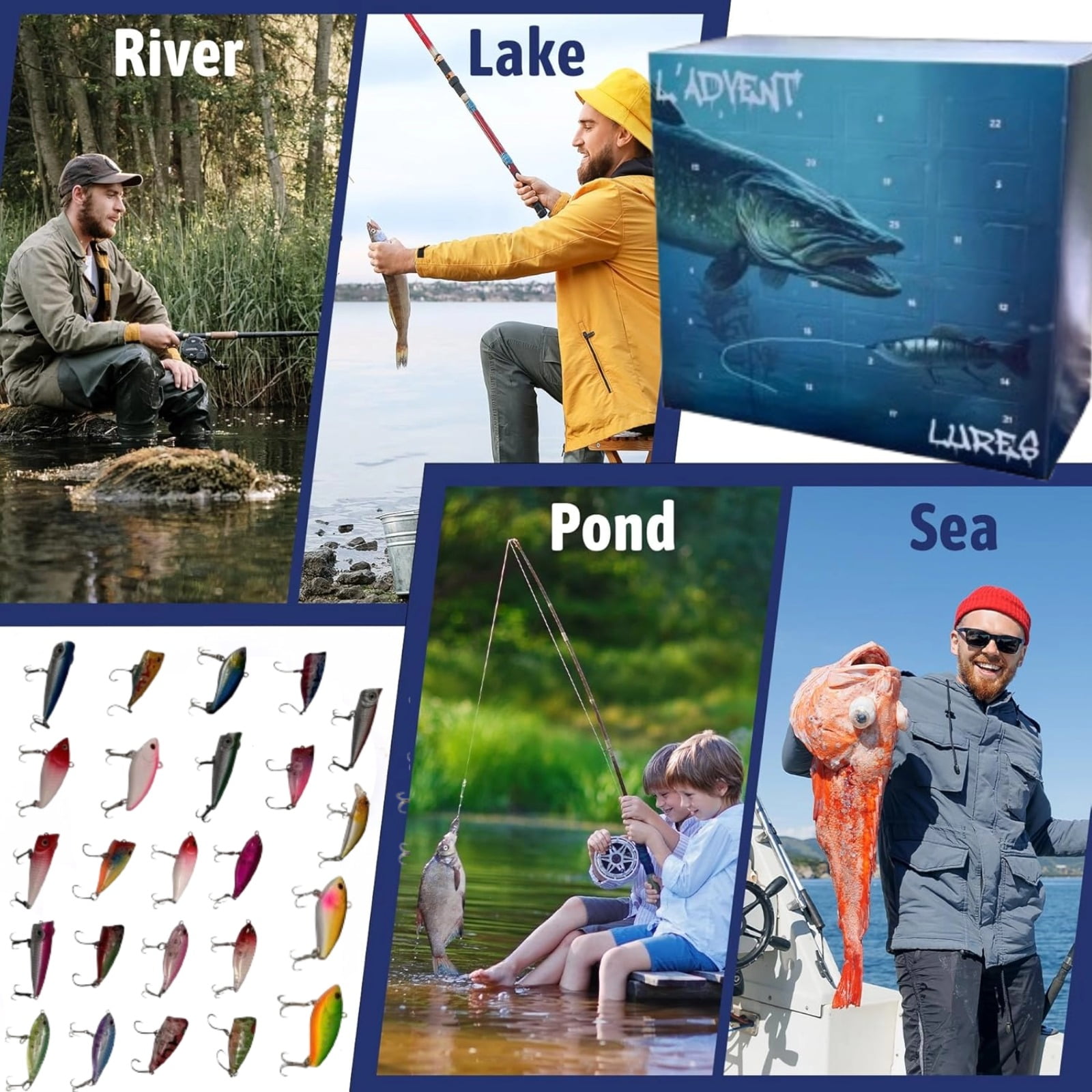 2PCS Advent Calendar 2024 Adult Fishing Advent Calendar Fishing Gifts