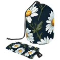 2PCS Aesthetic Daisy Travel Cosmetic Bag Makeup Organizer, Drawstring