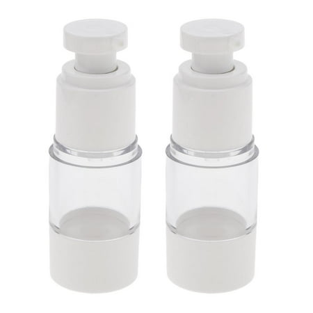 2PCS Airless Pump Bottles Refillable Toner Cosmetic Toiletries Liquid Storage Containers Jar White - 15ml