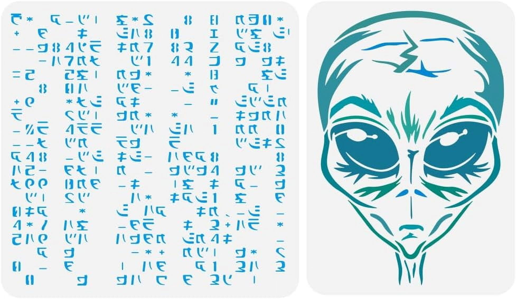 2PCS Alien Stencil Set Reusable Alien Head Alien Code Template DIY ...