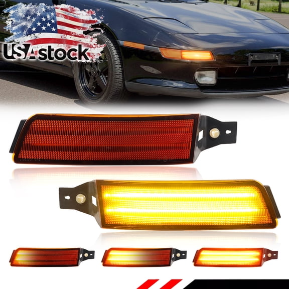 2PCS Amber Lens Front Bumper Parking Light Turn Signal Light Turn Warning Light DRL Daytime Running Light with Dynamic Amber LED For 1991 1992 1993 1994 1995 TOYOTA MR2/MR-2 SW20 (For US SPEC only)
