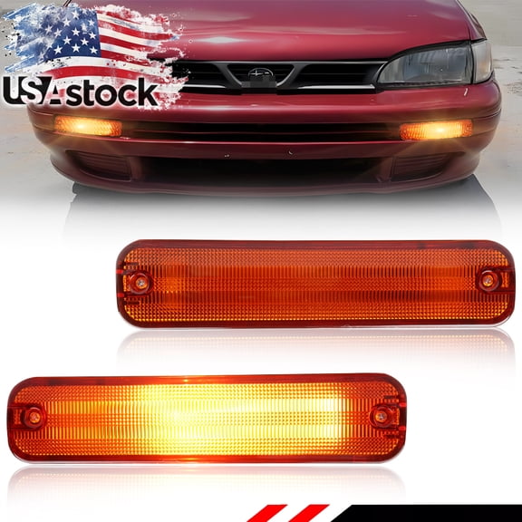 2PCS Amber Lens Front Bumper Turn Signal Lights Side Marker Lights Turn Warning Lights Parking Light HousingsFor 1993-1998 Subaru Classic Impreza