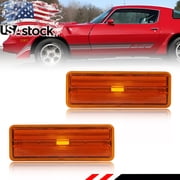 2PCS Amber Lens Front Bumper Turn Signal Lights Side Marker Lights Turn Warning Lights Reflector Lights Fender Light Housings For 1978 1979 1980 1981 Chevrolet Camaro Z28 No Bulb/Socket Included