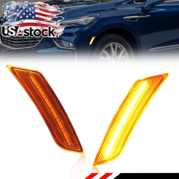 2PCS Amber Lens Front Corner Light Fender Light Side Marker Light Turn Signal Light Turn Warning Light Reflector Light With Amber LED For 2022 2023 2024 Buick Enclave 2022 2023 Chevrolet Traverse