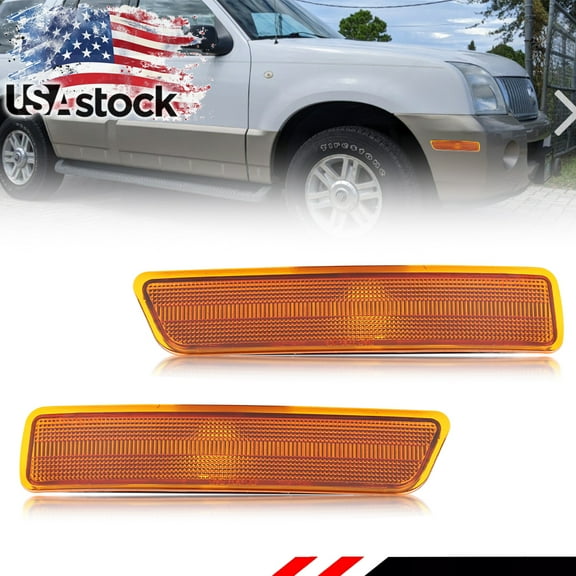 2PCS Amber Lens Front Corner Turn Signal Lights Side Marker Lights Turn Warning Lights Parking Light Housings For Mercury Mountaineer 2002-2010 No bulb/Socket Included