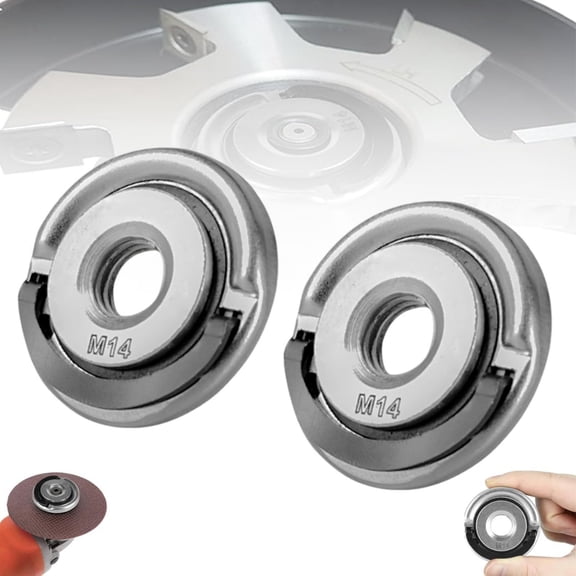 2PCS Angle Grinding Tool Flange Nut, Quick Lock Angle Grinder Nut, 5/8"-11/M14/M10 Thread Angle Grinder Flange Nut, Self-Tightening Tool-Free Quicklock Flange Nut for Disc Replacement
