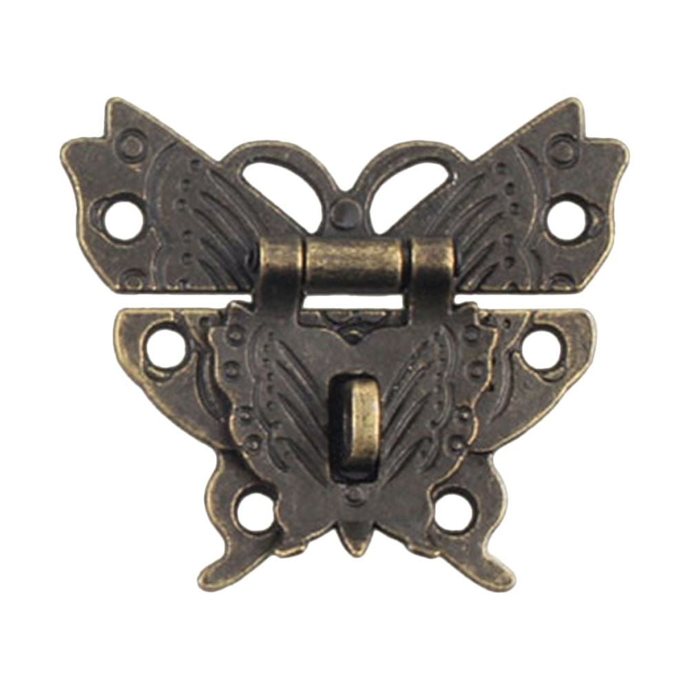 2PCS Antique Alloy Wood Box Padlock Clasp Drawer Suitcases Hasp Latch ...