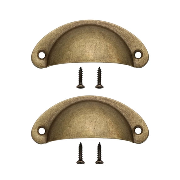 2PCS Antique Brass Shell Pull Handles Retro Iron Wardrobe Door 98MM ...