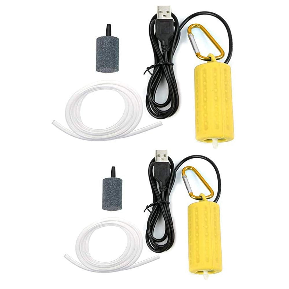 2PCS Aquarium USB Air Pump Portable Mini USB Aquarium Fish Tank Oxygen Air Pump Mute Energy Saving Fish Tank Air Pumps Green,One Size