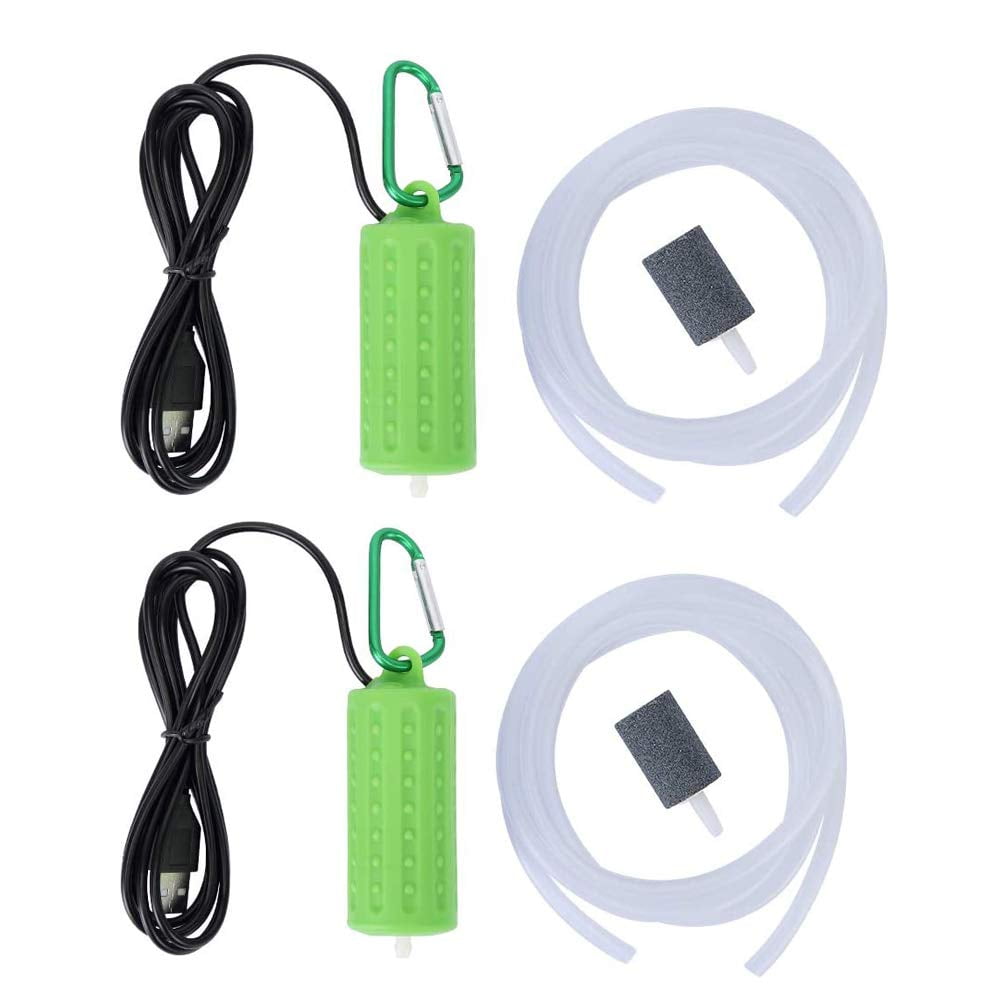 2PCS Aquarium USB Air Pump Portable Mini USB Aquarium Fish Tank Oxygen Air Pump Mute Energy Saving Fish Tank Air Pumps Green,One Size
