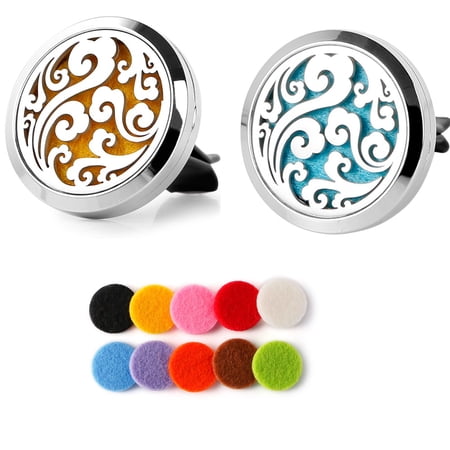 2PCS Aromatherapy Essential Oil Car Diffuser Vent Clip with 12 Felt Pads