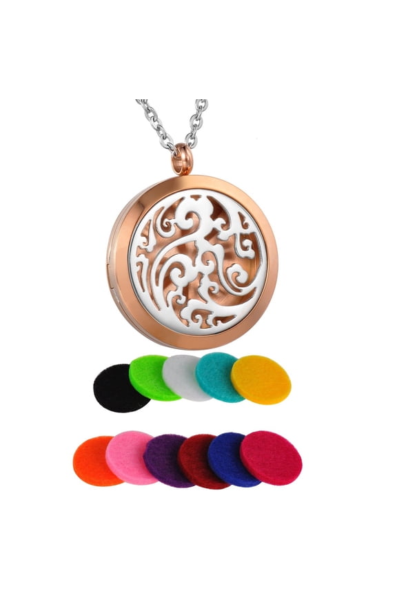 2PCS Aromatherapy Essential Oil Diffuse Necklace Stainless Steel Pendant Small Box Diffused Necklace with 10 Supplementary Pads, Suitable For Gifts For Ladies, Girlfriends, and Mothers