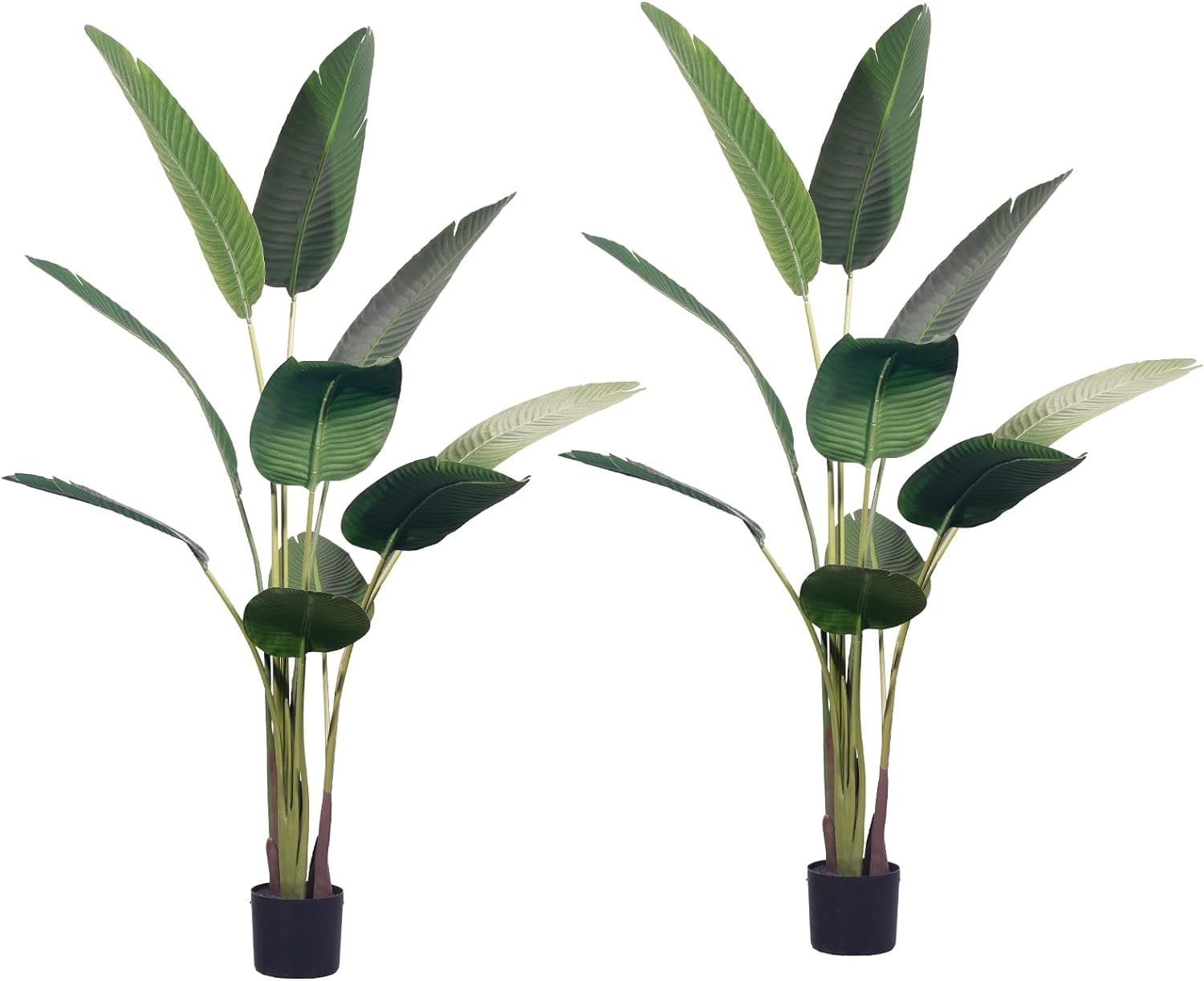 5.2 FT Tall Artificial Bird Of Paradise Plant - PVC Faux Palm Tree In Plastic Pot For Home & Office Decor