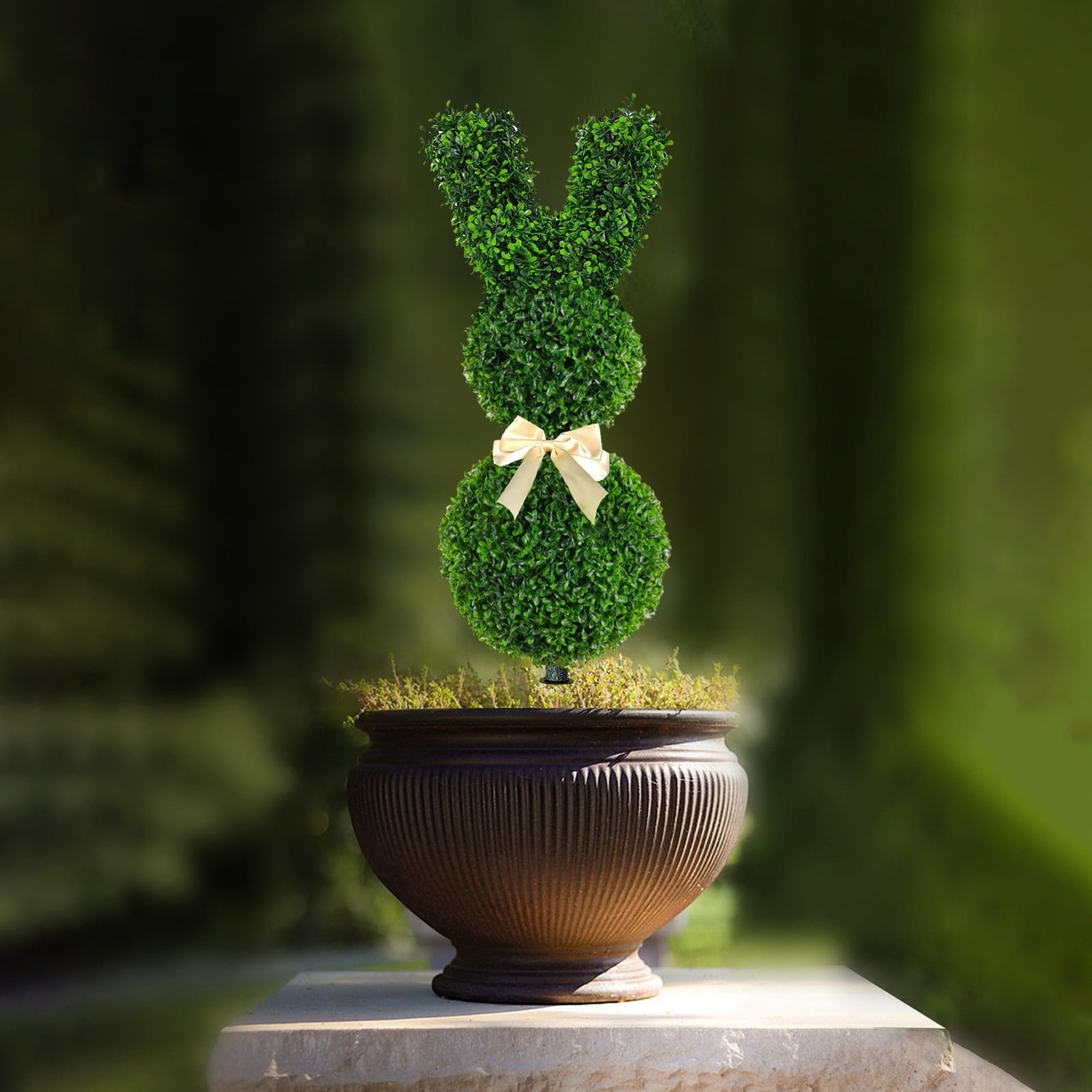 2Pcs Artificial Bunny Topiary Outdoor - Rabbit Shaped Topiary Trees ...