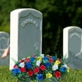 thumbnail image 1 of 2PCS Artificial Cemetery Flowers - Realistic Silk Rose Bouquet with Headstone Saddle, Outdoor Grave Decorations, Non-Fading Colors for Memorials & Gravesites, 1 of 6