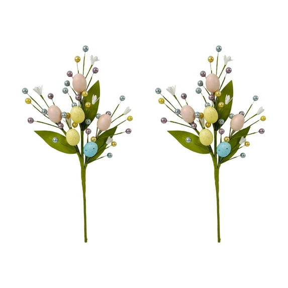 2PCS Artificial Easter Egg Picks, Easter Egg Ornaments Easter Egg Flower Picks Fake Eggs Bouquet, Easter Spring Floral Picks for Home Centerpiece Vase Windowsill Decoration