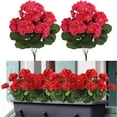 thumbnail image 1 of 2PCS Artificial Geranium Flowers for Outdoors 14" Artificial Geranium Bush Faux Flowers Red Geraniums for Floral Home Decor Indoor Home Kitchen Table Centerpieces Decor,Artificial Flowers Clearance, 1 of 7