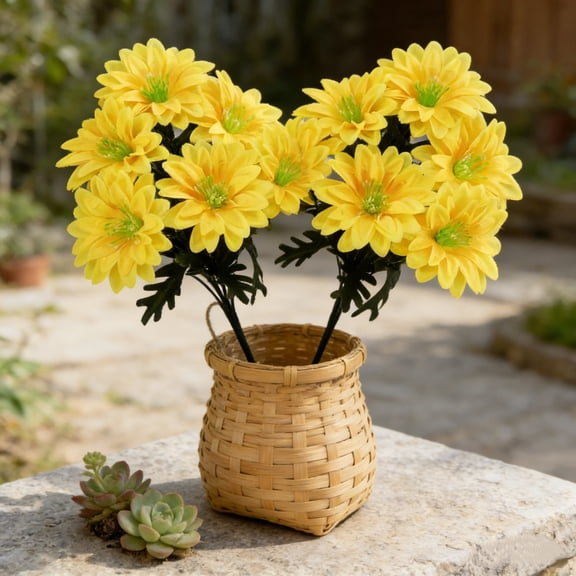 2PCS Artificial Gerbera Daisies Bouquet,Artificial Daisy,Fake Daisies for Easter Spring and Summer Arrangements and Home Decor