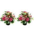 thumbnail image 1 of 2PCS Artificial Grave Flowers Arrangement - Cemetery Memorial Silk Roses & Chrysanthemums in Pot, Realistic Floral Decor for Gravesite, Home, Remembrance & Mourning, 1 of 5