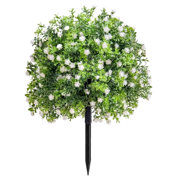 2PCS Artificial Green Plants for Outdoor Garden Decor, Spring and Summer Garden Floor Plug-In Weather-Resistant Imitation Trees | Resistant to UV Rays, White