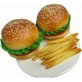 thumbnail image 1 of 2PCS Artificial Hamburger with gingili & 9pcs Artificial French Fries Realistic Fake Food for Display, Faux Burger for Decoration Fake Food Props Fake Food Bread Model, HC2409-HC01, 1 of 3