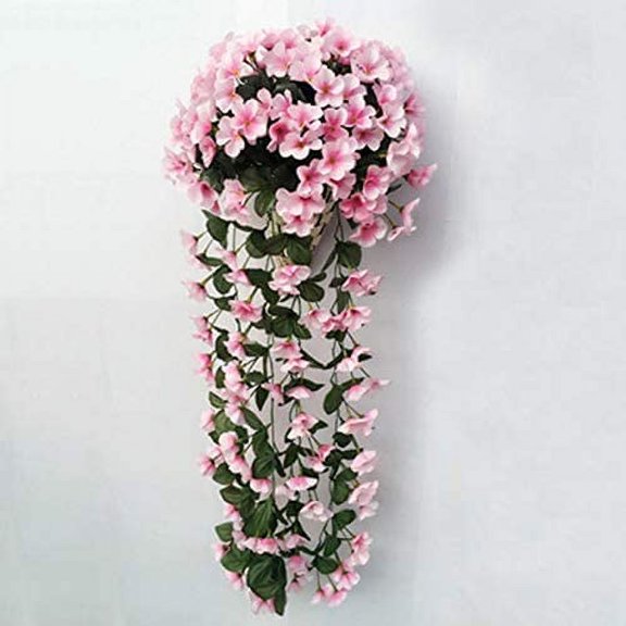 2PCS Artificial Hanging Flowers 33.5inch Artificial Violet Hanging Plants Artificial Flower for Home Room Garden Wedding Indoor Outdoor Decoration