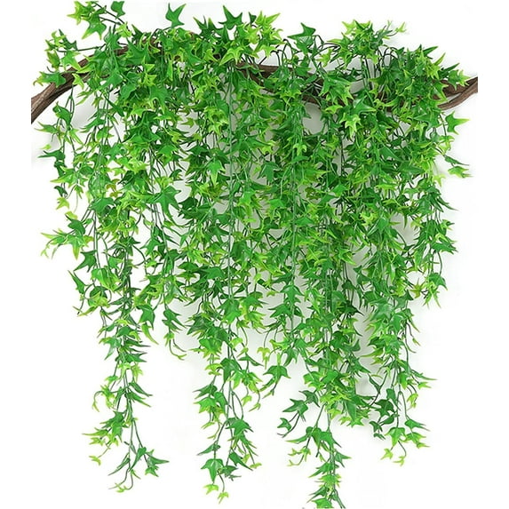 2PCS Artificial Hanging Vine, Fake Hanging Plant, Faux Sweet Potato Leaves Ivy Vine for Wall House Room Garland Porch Indoor Outdoor Decoration(Green)