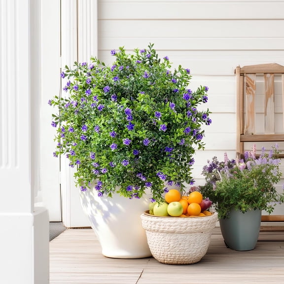 2PCS Artificial Rose Boxwood Topiary Ball Bush with Ground Spike Fake Evergreen Shrubs Bushes Plants UV Resistant Faux Greenery Shrubs, Fake Green Boxwood Plants for Garden, Yard, Porch