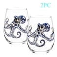 thumbnail image 1 of 2PCS Artisanal Blue Ringed Glassware Drinking Glass, Handcrafted Octopus Pattern Cup, Unique Glass Mug for Home Bar Gift, 1 of 7