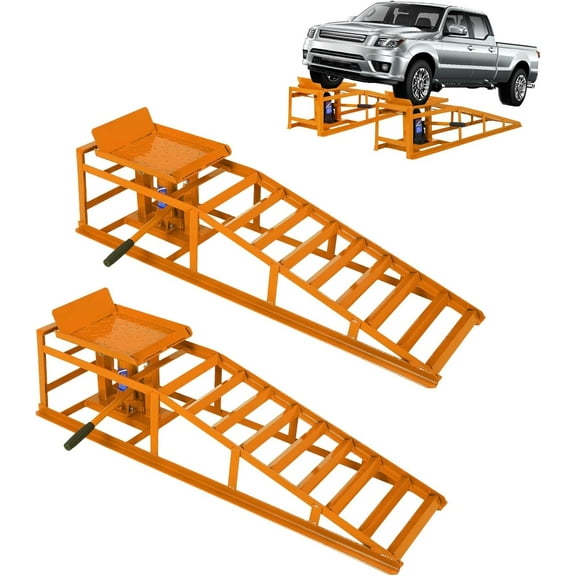 2PCS Auto Car Truck Service Ramps Lifts,12000lbs(5T) Garage Car Lift Hydraulic Ramps,Portable Car Ramps for Oil Changes High Lift,Lift Repair Frame Lift Height Adjust 9.8"-15"