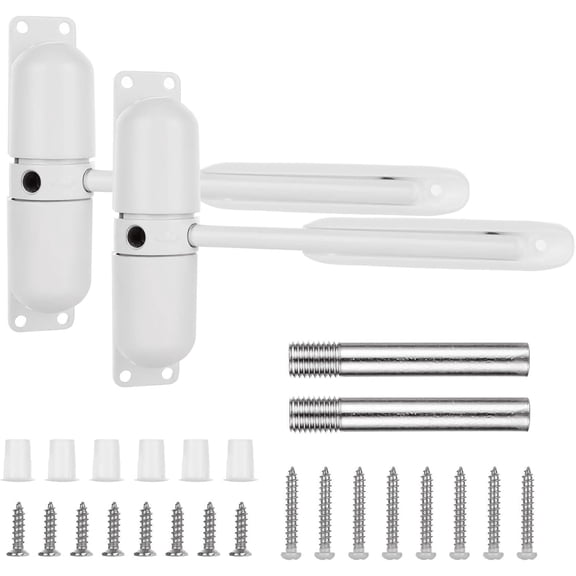 2PCS Automatic Door Closer for Home, Heavy Duty Zinc Alloy Auto Door Closer with Spring Tension, Self-Closing Safety Hardware for Interior Doors, White (2-Pack)