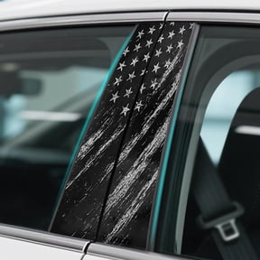 2PCS B Pillar Sticker Decal, Gloss Vinyl Decal Set, Waterproof USA Flag Personalized Vehicle Door Window Pillar Decals, Car American Flag Vinyl Wrap for Side Door Trim Decoration