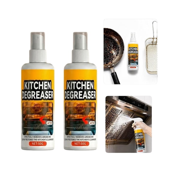 2PCS BBQ Grill Cleaner Spray, Greasekiller Spray for Grill, Heavy Duty Kitchen Degreaser Spray for Grill, Oven, Stove, Multi-Surface Grease Removal Spray for Home & Outdoor Cooking