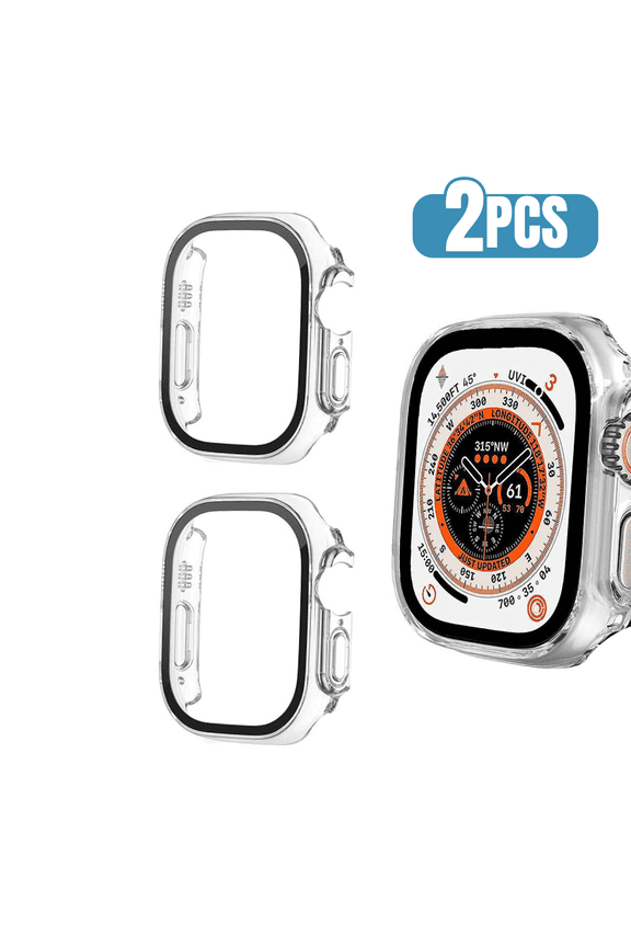 2PCS BLUUMTEK Case with Built-in Tempered Glass Screen Protector for Apple Watch Ultra 3 49mm Clear
